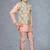 Boys cotton silk geometric patchwork embroidered kurta set- blush peach