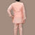 Boys cotton silk geometric patchwork embroidered kurta set- blush peach