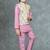 Boys cotton silk geometric patchwork embroidered kurta set- lilac