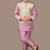 Boys cotton silk geometric patchwork embroidered kurta set- lilac