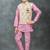 Boys cotton silk geometric patchwork embroidered kurta set- lilac