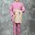 Boys cotton silk geometric patchwork embroidered kurta set- lilac
