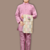 Boys cotton silk geometric patchwork embroidered kurta set- lilac
