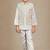 Boys cotton silk geometric sequined leaf motif embroidered sherwani set- multicolor