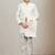 Boys cotton silk geometric sequined leaf motif embroidered sherwani set- multicolor