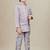 Boys cotton silk geometric sequined floral embroidered kurta shrug set- lavender