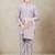 Boys cotton silk geometric sequined floral embroidered kurta shrug set- lavender