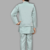 Boys cotton silk geometric sequined floral embroidered kurta shrug set- aqua blue
