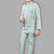Boys cotton silk geometric sequined floral embroidered kurta shrug set- aqua blue