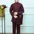 Boys cotton silk geometric sequined floral embroidered kurta shrug set- wine