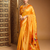 Mustard traditional paithani silk saree with bird & floral motifs, handwoven weaving work, wedding wear