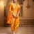 Mustard traditional paithani silk saree with bird & floral motifs, handwoven weaving work, wedding wear