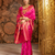 Pink traditional paithani silk saree with bird & floral motifs, handwoven weaving work, wedding wear