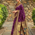 Purple traditional paithani silk saree with bird & floral motifs, handwoven weaving work, wedding wear