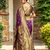 Purple traditional paithani silk saree with bird & floral motifs, handwoven weaving work, wedding wear