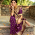Purple traditional paithani silk saree with bird & floral motifs, handwoven weaving work, wedding wear