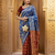 Blue traditional paithani silk saree with intricate weaving & designer pallu – with blouse piece