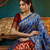 Blue traditional paithani silk saree with intricate weaving & designer pallu – with blouse piece