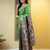 Green traditional paithani silk saree with intricate weaving & designer pallu – with blouse piece