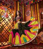 BLACK DIGITAL PRINT THREAD MIRROR EMBROIDERED  NAVRATRI SPECIAL STITCHED lehenga choli