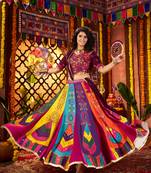 Multicolor Didgital Print Navratri Lehenga Choli with Dupatta Garba Dress for Women