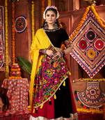 MULTICOLOR THREAD MIRROR EMBROIDERED VISCOSE NAVRATRI special STITCHED LEHENGA CHOLI