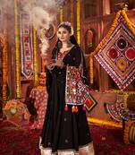 BLACK THREAD MIRROR EMBROIDERED VISCOSE NAVRATRI special STITCHED LEHENGA CHOLI