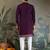 Purple viscose silk thead with sequins embroidered work wedding function festival party wear straight kurta