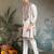 White viscose silk thead with sequins embroidered work wedding function festival party wear straight kurta