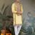Yellow viscose silk thead with sequins embroidered work wedding function festival party wear straight kurta