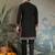 Black viscose silk thead with sequins embroidered work wedding function festival party wear straight kurta