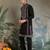 Black viscose silk thead with sequins embroidered work wedding function festival party wear straight kurta