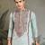 Sky blue viscose silk thead & sequins embroidered work wedding function festival party wear straight kurta with pant