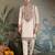 Beige viscose silk thead & sequins embroidered work wedding function festival party wear straight kurta with pant