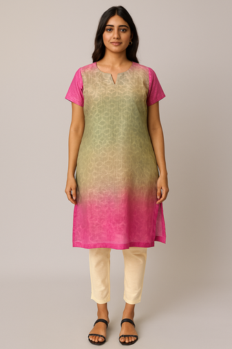 Tie & Dye Soft Block Printed Cotton Kurti