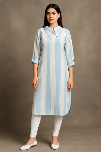 Stripe Digital Printed Cotton Kurti