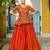 ORANGE EMBROIDERED WORK FENDY SILK ONAM  STITCHED LEHENGA CHOLI