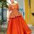 ORANGE EMBROIDERED WORK FENDY SILK ONAM  STITCHED LEHENGA CHOLI