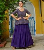 PURPLE EMBROIDERED WORK FENDY SILK ONAM  STITCHED LEHENGA CHOLI