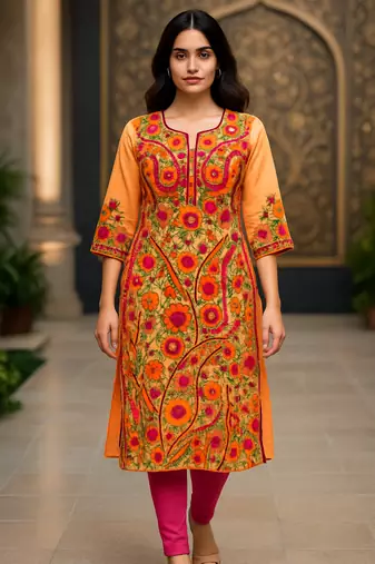 Embroidered Multicolor Kurta 