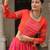 ORANGE PINK THREAD MIRROR EMBROIDERED ROMAN SILK STITCHED LEHENGA CHOLI
