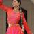ORANGE PINK THREAD MIRROR EMBROIDERED ROMAN SILK STITCHED LEHENGA CHOLI
