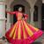 PINK YELLOW THREAD MIRROR EMBROIDERED ROMAN SILK STITCHED LEHENGA CHOLI