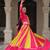 PINK YELLOW THREAD MIRROR EMBROIDERED ROMAN SILK STITCHED LEHENGA CHOLI