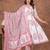 Premium quality beautiful pinkish hand block print cotton full flair anarkali sets