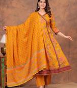 Premium quality beautiful pure cotton anarkali suit set with anrakha style