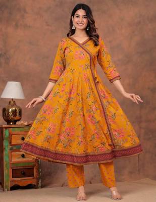 Premium quality beautiful pure cotton anarkali suit set with anrakha style 2