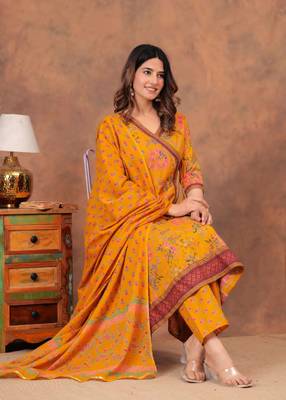 Premium quality beautiful pure cotton anarkali suit set with anrakha style 3