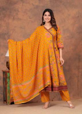 Premium quality beautiful pure cotton anarkali suit set with anrakha style 4
