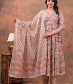Premium quality beautiful pure cotton anarkali suit set with anrakha style